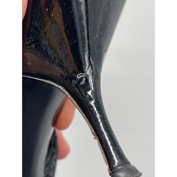 Miu Miu Vintage Charcoal Wool Black Cap Toe Floral Applique Slingback Heel IT 38 - Picture 9 of 13